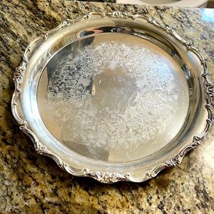 Silver plated vintage serving tray...butler tray 12-1/2” across